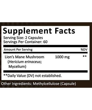 Lion's Mane Mushroom Capsules - 1000mg Potent Non-GMO Vegan Supplement by HMS Nutrition - Buy Online on GoSupps.com
