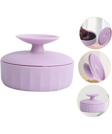 ifundom Makeup Brush Cleaning Box cosmetic brush bowl makeup brush cleaning pad silicone cleaner for makeup Brush Scrubber Mat silicone makeup mat cleaning supplies sponge Silica gel 7.9X5.25X4.9CM Violet - Buy Online on GoSupps.com