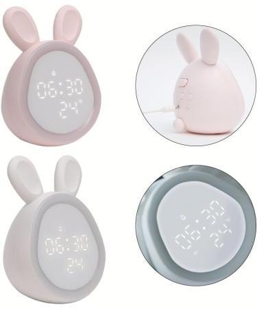 Heibteny Kinder Lichtwecker Cute Rabbit Alarm Clock for Kids with Night Light | Best Children's Alarm Clock for Girls (White) - Buy Online on GoSupps.com