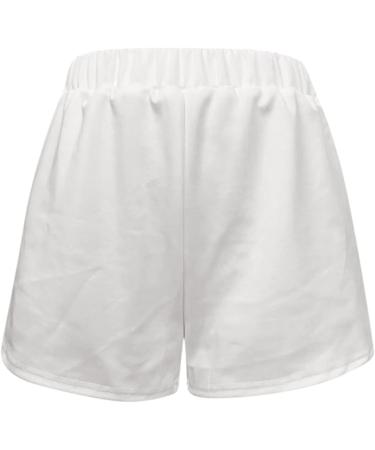 Buy Ronony Women's Striped Sweat Shorts | Breathable High Waist Activewear Trousers for Yoga & Fitness | Soft Stretch Short Pants - M 001#White - Buy Online on GoSupps.com