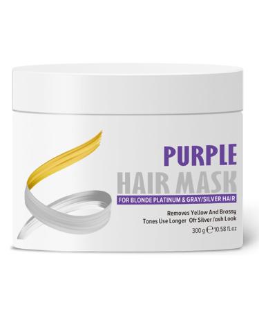 Purple Hair Mask for Blonde Platinum and Silver Hair Hydrating Purple Toning Hair Mask to Reduce Brassiness and Condition Dry Damaged Hair Whilst Deeply Nourishing Damaged Hair