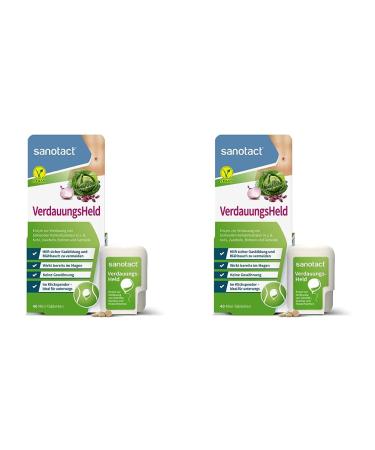 Sanotact digestive hero 40 mini tablets helps with digestion of cereals cabbage & legumes irritable bowel tablets digestive in the case of bloated stomach (pack with 2) 40 pieces (2 pack)