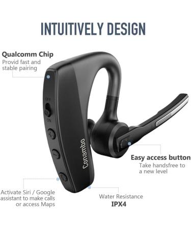 Conambo Bluetooth Headset 5.1 aptX HD | 16 Hrs Talktime Business Earpiece with Mic | Noise Cancelling Wireless Headphones - Buy Online on GoSupps.com