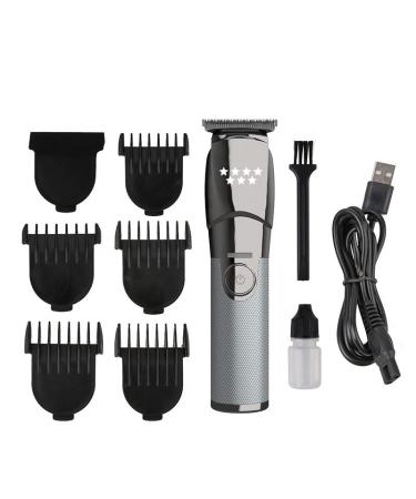 Hair Cutting Tool High-Power Motor Electric Hair Clipper USB Rechargeable Hair Clippers Lithium Battery Waterproof Barber Hair Trimmer for Men (Color : Silver)