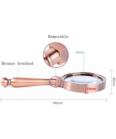 Reading Magnifier Optical Lens 8X Hd Rectangular Newspaper Old Man Portable Metal Handle White Glass Hand-held Magnifier Bronze 80 * 185mm Good Times - Buy Online on GoSupps.com