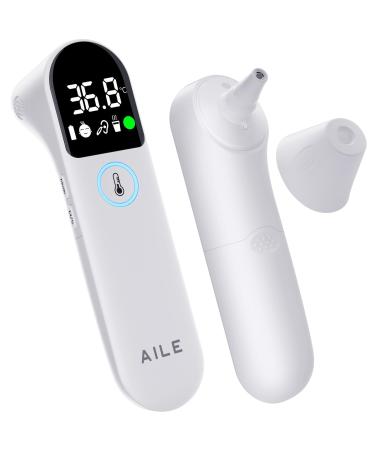 Digital Temperature Thermometer for Ear-Forehead: AILE Infrared Thermometers Gun for Baby and Adult - Approved UK Accurate Fast Readings Fever Alarm Mute Mode Non touch Contact Measurement