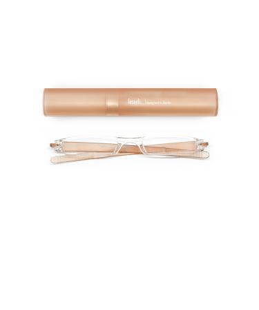 leserli Compact lightweight rimless reading glasses reading aid with case in four colors reading glasses +1.5 brown