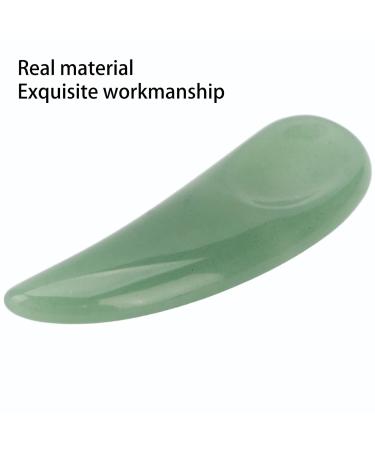 Curved Cosmetic Spatula - Mini Jade Stone Eye Cream Applicator & Gua Sha Massage Stick for Puffiness Relief (Green - Buy Online on GoSupps.com