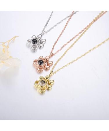 GALFTOP Personalized Dog Paw Necklace with Picture Inside Customized Pet Cat Paw Shaped Necklace Personalized Photo Projection Necklace with Gift Box for Women Girl Silver - Buy Online on GoSupps.com