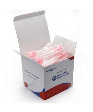 Wellgler's Oral Care Swabs Disposable- Pink 100 Counts Plum shape pink 100 - Buy Online on GoSupps.com