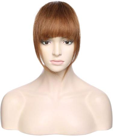 Silk-co Hair Bangs Clip in #06 Light Brown One Piece Hair Fringe Front Bangs Remy Human Hair Extensions with Temples - Buy Online on GoSupps.com
