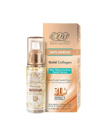 Eva Gold Collagen Skin Rejuvenating Facial Serum Look Younger Formula Hydrating Providing Intensive With A Deep Touch Of Gold (1.05oz/30ml)