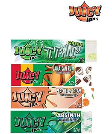 Juicy Jays Rolling Papers 1 1/4 9 Pack Variety Bundle (Blackberry Brandy Green Trip Jamaican Rum Peaches & Cream Root Beer Coconut Absinth Pineapple and Mellow Mango - Buy Online on GoSupps.com