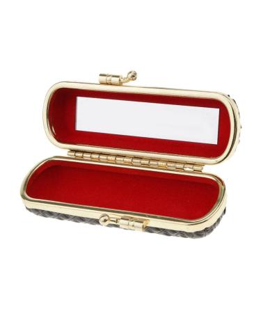 Lipstick box lipstick case with mirror and snap fastener many color variations - black