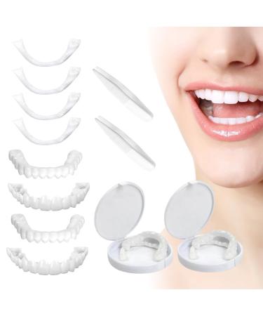 Care Spring 2 Pairs Instant Veneer Dentures Fake Teeth Veneers Smile Veneer Teeth Top and Bottom Denture Veneers Snap in Teeth False Teeth for Men and Women Cover Imperfect Teeth