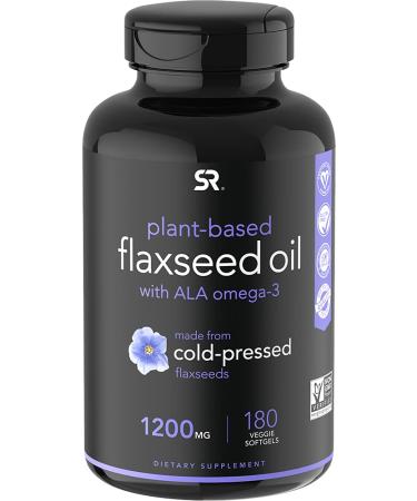 Sports Research Flaxseed Oil with Plant Based Omega-3 1200 mg 180 Veggie Softgels