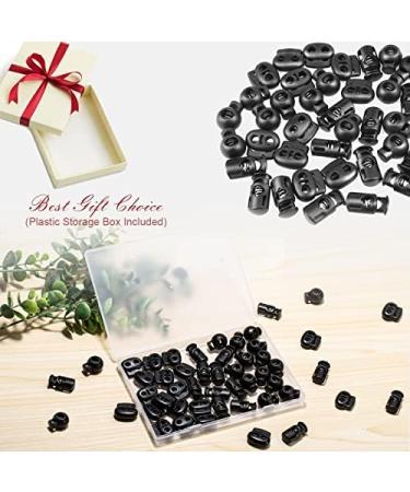 Plastic Cord Lock 45Pcs  Single Hole/Double Hole Cord Stopper  Spring Cord Toggle for Drawstrings/Paracord/Shoelaces  Black Elastic Cord Adjuster by Double Elite Mixed 45 pcs - Buy Online on GoSupps.com