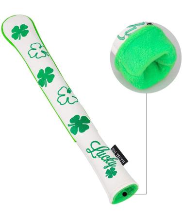 Big Teeth Lucky Clover Leather Golf Alignment Stick Cover - White - Buy Online on GoSupps.com