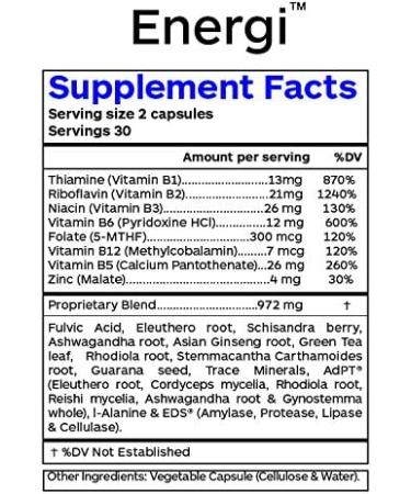 Energi - Vegan Adaptogen for Mental Clarity & Energy | 60 Vegetarian Capsules - Buy Online on GoSupps.com