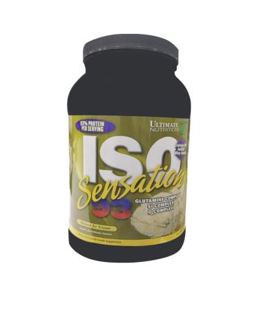 Ultimate Nutrition Iso Sensation 93 with Glutamine Complex Low Carb Whey Protein Isolate Powder 30 Grams of Protein Fat Free Keto Friendly Banana Ice Cream 2 Pounds