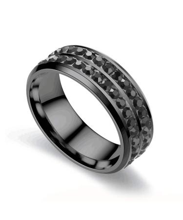 WaNana Fashion Titanium Steel Double-Row Drill Ring Micro Magnetic Weight Loss Ring Fat Burning Slimming Finger Ring Slim Tools Slimming Product Black 7