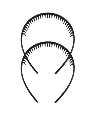 2 Pieces Mens Hair Band Teeth Comb Shark Tooth Headband Plastic Alice Band Hair Bands with Teeth Grip Headband