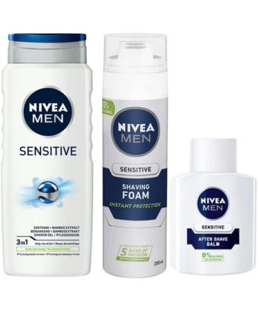Nivea Men Smooth Shower & Shave Kit - 3 in 1 Shower Gel, Shaving Foam, Post Shave Balm - Buy Online on GoSupps.com