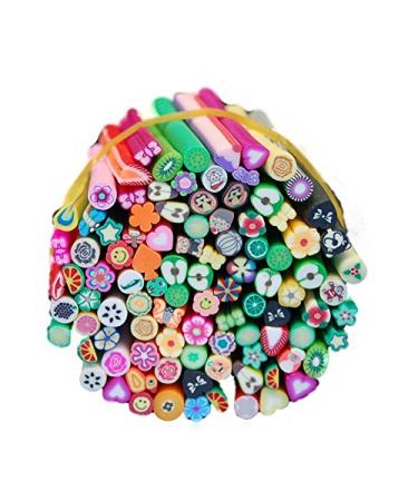 Warm Girl 100 Pcs/Set 3D Nail Art Canes Stick Rods Polymer Clay Stickers Nail Decoration for Acrylic UV Gel Manicures Set