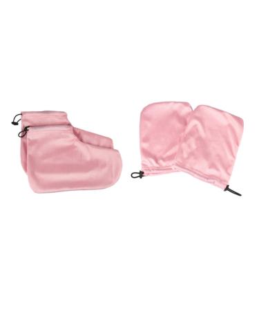 Mikinona Ensemble De De Spa Pour Couvre-pieds En Cire De Paraffine Et Mitaines En Coton Isol es Pour Un Confort Maximal Lors De La Th rapie La Cire 28x20cm rose