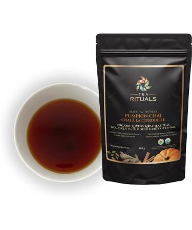 Tea Rituals Pumpkin Spice Black Tea Blend - Organic Loose Leaf Tea - Autumn Halloween Chai - 100g Resealable Pouch (50+ Cups) - Pumpkin Flavored Hot Brew - Buy Online on GoSupps.com