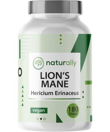 Naturally Lion's Mane Capsules - 180 Vegan Capsules | 1950mg 30:1 Extract | Premium Hericium Erinaceus | Made in Germany | Boost Your Focus & Clarity - Buy Online on GoSupps.com