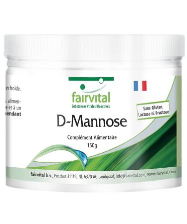 Fairvital | D-Mannose 150g powder - enriched with vitamin B2 - 100% pure and 100% vegan - highly dosed - quality tested - Made in Germany