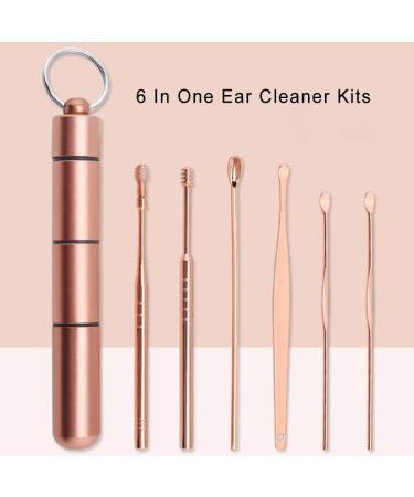 Funien 6Pcs Stainless Steel Ear Cleaner Kits - Earpick Wax Remover Curette Spoon Spiral Clean Tool - Buy Online on GoSupps.com