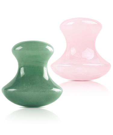 2 pieces mushroom form Gua Sha Massage Tool Acupressure Natural Gua Sha Board For Face Neck Eyes Beauty Spa Relaxing Improvement of Fine Lines (pink green) pink+green