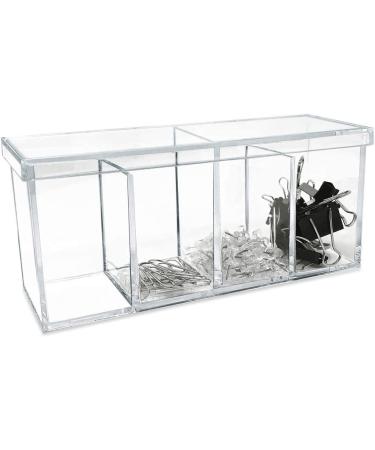 Isaac Jacobs 4-Compartment Clear Acrylic Organizer with Lid (9â L x 3â W x 4â H)  Makeup Brush Holder  Sectional Tray  Storage Solution for Makeup  Crafts  Office Supplies & More (1  Clear) - Buy Online on GoSupps.com