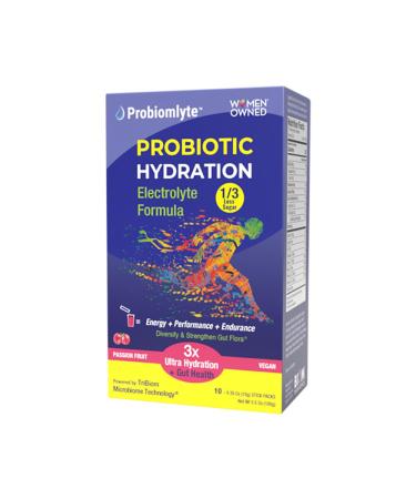 Probiomlyte Probiotic Hydration Amplifier. Electrolytes + Key Vitamins + Probiotics + Prebiotics + Postbiotics + Citrulline |Better Endurance Performance Energy Gut Health| Passion Fruit |10 sticks