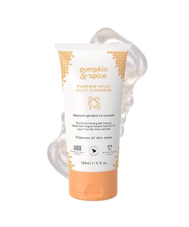 Pumpkin Spice Facial Jelly Cleanser - Removes Makeup Excess Oil Impurities Acne Breakouts Reduce Acne Natural Organic Pumpkin Seed Oil For All Skin Types 5 fl oz