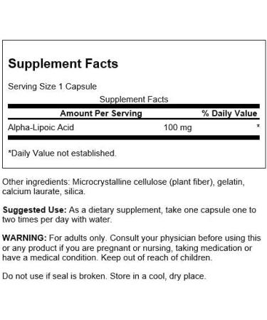 Swanson Alpha Lipoic Acid Supplement - Supports Healthy Blood Pressure & Carbohydrate Metabolism - 120 Capsules, 100mg - Buy Online on GoSupps.com
