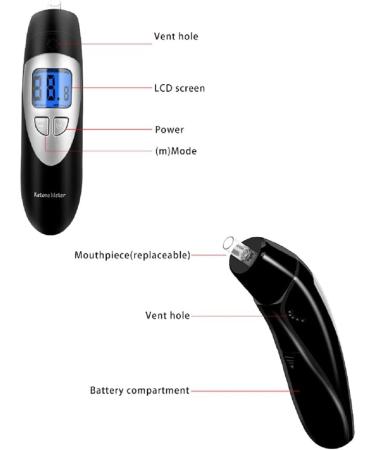 Keto Breath Analyzer Ketone Meter for Ketosis Test | 10 Mouthpiece, Black - Buy Online on GoSupps.com