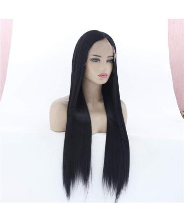 Buy Large Size Front Lace Wig for Women - Long Straight Black Hair - High-Quality Chemical Fiber Wig - Buy Online on GoSupps.com