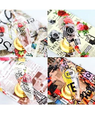 CHANGAR 10 Sheets Nail Foil Sticker Newspaper Magazine Style Foil Transfer Nail Decals Nail Foil Adhesive Stickers Starry Sky Manicure Transfer Tips Nail Art DIY Decoration - Buy Online on GoSupps.com
