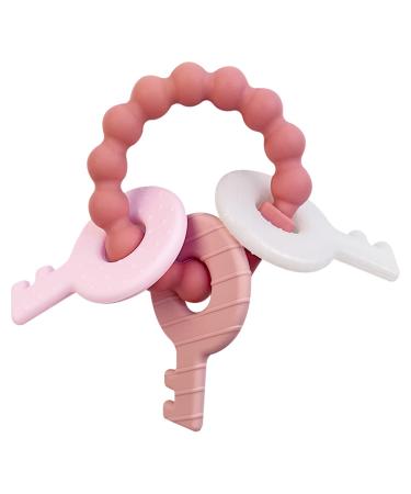 YAPROMO Silicone Teether Bracelet Cute Babies Teething Ring Unisex Teething Toy for Baby Silicone Chew Bracelet Pink