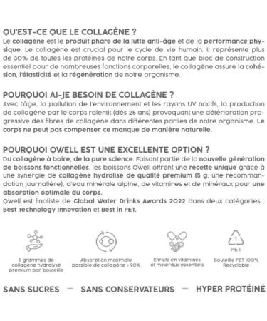 QWELL - Collagen Water - Collagen Drink - Reduce Fatigue - Green Apple Flavor - 100% Natural - 6x500 ml - Buy Online on GoSupps.com