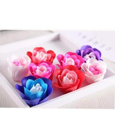 Floral Scented Bath Soap Purple Flower Shaped Flower Bath Soap Plant Essential Oil Rose Soap Set(9 flowers/box) - Buy Online on GoSupps.com