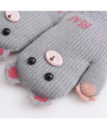 Kids Toddlers Knitted Gloves Mittens with String | Boys Girls Magic Stretch Mittens | Thick Fleece Lined Baby Infant Winter Warm Mittens | Cartoon Cosy Full Finger Gloves | Xmas Gift | Ages 0-3 | B-grey - Buy Online on GoSupps.com