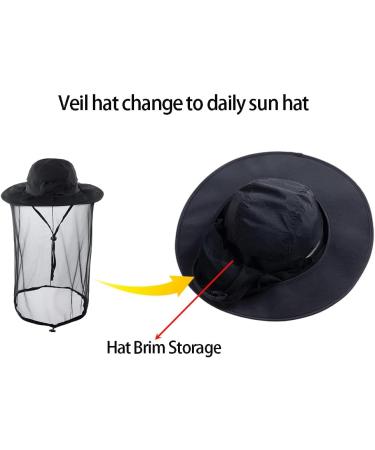 ZffXH Head Net Safari Hat with Mosquito Netting - Black | Men Women Gardening Hiking Fishing Sun Cap - Buy Online on GoSupps.com