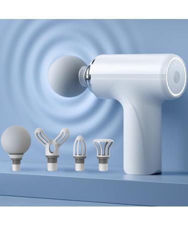 6-Speed Mini Massage Gun - Deep Tissue Relief with 4 Heads | Perfect Gift for Men & Women | Ideal for Neck Back Arms Shoulders & Legs - White - Buy Online on GoSupps.com