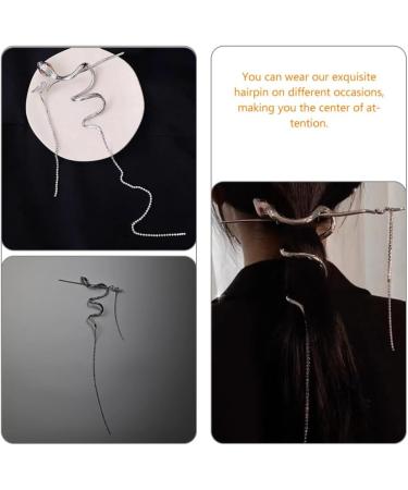 LALAFINA Hairpin Hair Topper Headwear for Women Ancient Jade Hair Pin Snake Hair Stick Tassel Hair Accessory for Women Silver Headpiece Long Hair Pin Girl Miss Accessories Metal - Buy Online on GoSupps.com