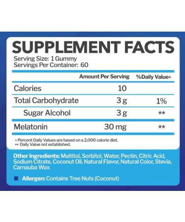 Just Nutrients Melatonin 30mg Gummies for Adults Maximum Strength Sleep Aid with 30mg of Melatonin Per Gummy 60 Gummies - Strawberry - Buy Online on GoSupps.com