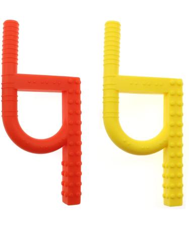 Sensory Oral Motor Chew Tool for ADHD Autism SPD Oral Motor Stimulation Special Needs (Red-yellow)